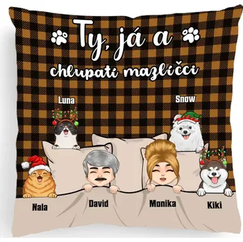 Polštář Polštář - Ty, já a chlupatí mazlíčci - až 6 mazlíčci 40cm x 40cm
