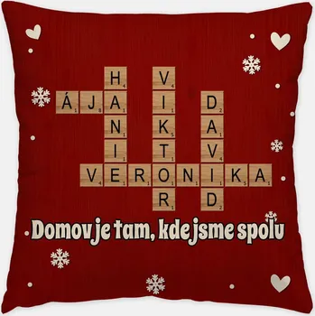 Polštář Polštář - Křížovka - Šťastná rodina 40cm x 40cm