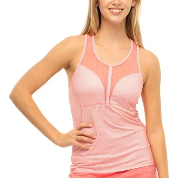 Dámský tenisový top Lucky in Love Patch Me If You Can Blush Net Tank w/Bra - melon Oranžový, Růžový (L)