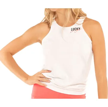 Dámský tenisový top Lucky in Love Core Signature My Lucky Tie Back Tank - white Bílý (M)