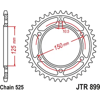 Řetězová sada pro motocykl JT ZADNÍ ŘETĚZOVÉ KOLO 4454 42 KTM 950/990/1190 ADVENTURE / R LC8 '03-'18 (445442JTZBK) (ŘETĚZ 525) BARVA ČERNÁ