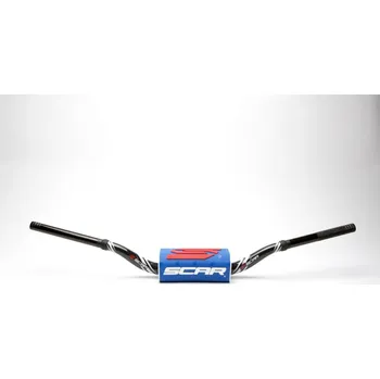 Řídítka SCAR RACING ŘÍDÍTKA 28.6MM MODEL VILLOPOTO/STEWART BARVA ČERNÁ/BÍLÁ HOUBY MODRÁ/BÍLÁ/ČERNÁ