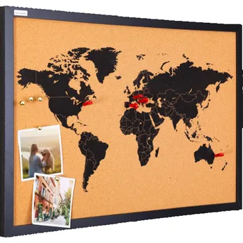 ALLboards korková nástěnka mapa světa 60 x 40 cm,TK64_MBK