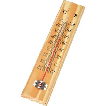Domácí teploměr Teploměr pokojový/venkovní dřevo 26x6cm PERFECT