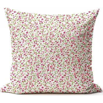 Povlak na dekorativní polštářek Bavlněný povlak na polštář - Kvítky červené Zapínání: zip, Velikost polštáře: 40x40
