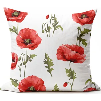 Povlak na dekorativní polštářek Bavlněný povlak na polštář - Vlčí mák Zapínání: zip, Velikost polštáře: 40x40