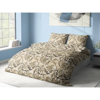 Povlečení Aaryans bavlněné povlečení Květinové větve béžové 140x200/70x90 cm