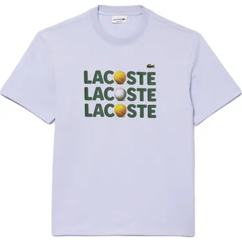 Pánské tričko Lacoste Heavy Cotton Tennis Ball Print - light blue Tyrkysový (M)
