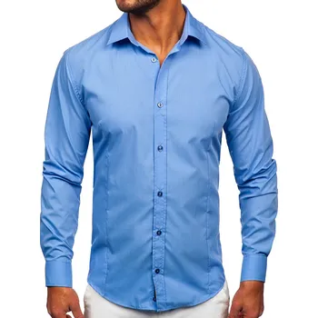 Pánská košile Modrá pánská elegantní košile s dlouhým rukávem Bolf 1703 - 2XL