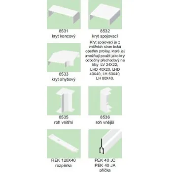 kabelová chránička Kryt EK 120x 40 koncový 8531 * KOPOS - KOLIN a.s. 41-06-270-58531