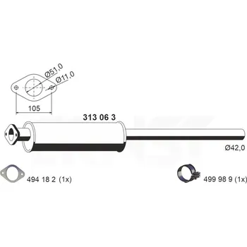 Tlumič výfuku Přední tlumič výfuku ERNST 313063