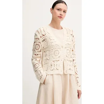 Dámské šaty Lněné šaty OUI béžová barva, mini, 92851 01X, vel. 42