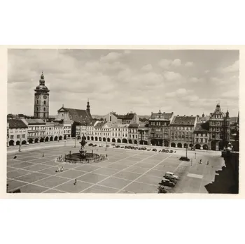 Stará Pohlednice České Budějovice Žižkovo náměstí (Černobílá fotopohlednice)