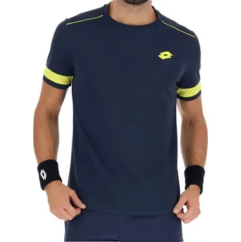 Pánské tričko Pánské tričko Lotto Superrapida V Tee - dark denim/acid yellow Modrý (M)