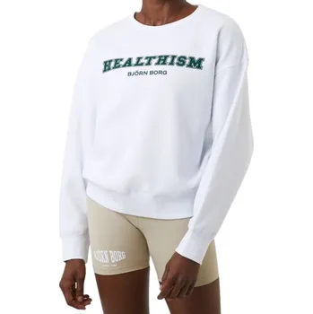 Dámská mikina Dámská tenisová mikina Björn Borg Stockholm Boyfriend Crew - brilliant white Bílý (L)