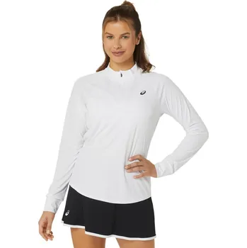 Dámské tričko Dámské tričko (dlouhý rukáv) Asics Court Long Sleeve 1/2 Zip Top - brilliant white/brilliant white Bílý (L)