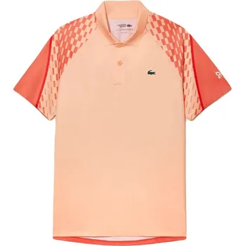 Pánské tričko Pánské tenisové polo tričko Lacoste Tennis x Novak Djokovic Tricolour - light orange/red/orange Oranžový (L)