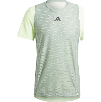 Pánské tričko Pánské tričko Adidas Tennis Pro Layering - silver green/green spark Mátový (S)