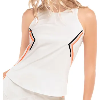 Dámský tenisový top Lucky in Love Animal Instinct All The Stripe Angles Tank - white Bílý (L)