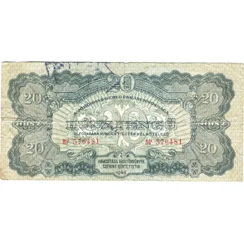 MAĎARSKO. 20 pengö 1944. Série BP.