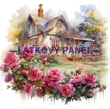 Látkový panel - Dům se zahradou - KR-53 Velikost: 20x20cm, Materiál: Úplet