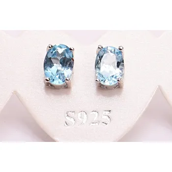 Náušnice Magieprirody.cz Náušnice Topaz ovál 5x7 mm kámen se stříbrem #119 S925