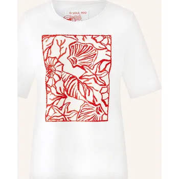 Dámské tričko Oui Dámské Tričko S Ozdobnými Perličkami, bílá / červená, 36