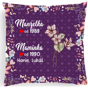 Polštář Polštář - Manželka Maminka Babička 40cm x 40cm