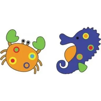 Samolepící dekorace 3D pěnová dekorace na zeď mořský koník a krab 48 x 25 cm