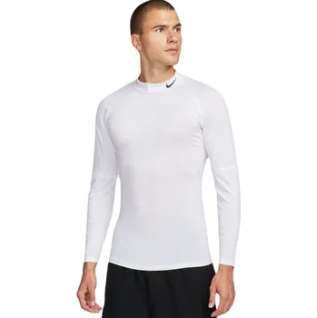 Pánské tričko Kompresní oblečení Nike Pro Dri-FIT Fitness Mock-Neck Long-Sleeve - white/black Bílý (XL)