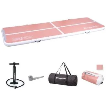 Gymnastika Airtrack inSPORTline Airstunt 400x100x10 cm korálová růžová s ruční pumpou