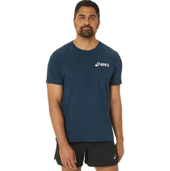 Pánské tričko Pánské tričko Asics Chest Logo Short Sleeve - french blue/briliant white Modrý (S)