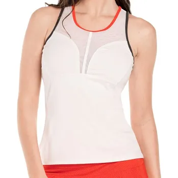 Dámský tenisový top Lucky in Love Tech It Out Baseline Tank W/Bra - white Bílý (L)