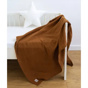 Zavinovačka MUŠELÍNOVÁ DEKA ZAVINOVAČKA 95 x 95 cm Mušelín bavlna 100% Karamel