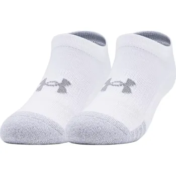 Pánské ponožky Ponožky Under Armour Jr Youth HeatGear No Show Socks 3P - white/steel Bílý (31,5-36,5)