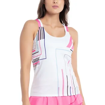 Dámský tenisový top Lucky in Love Prep It Up Tank w/Bra - white Bílý (M)