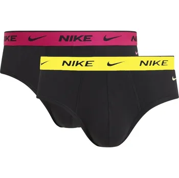 Pánské boxerky Nike Everyday Cotton Stretch Brief 2P - black/laser fuchsia/light laser orange Černý (S)