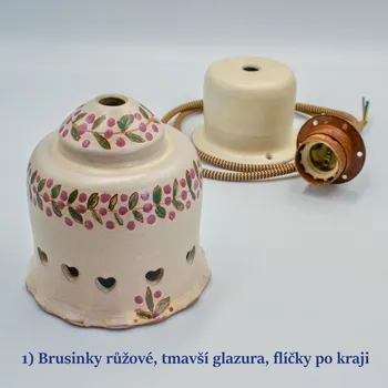 Keramický lustr malý brusinky - OUTLET