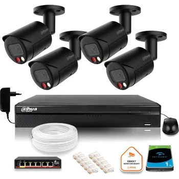 Dahua IP dohledová sada 4MPx 2K 4 venkovní černé kamery s 1TB diskem