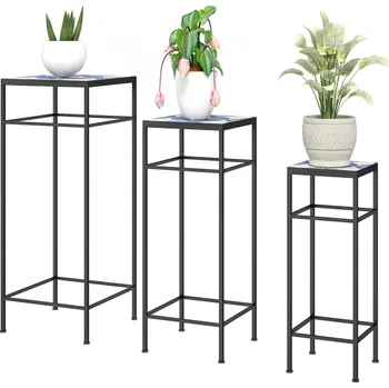 Stojan na květiny Outsunny 28 x 71 cm modrá + bílá