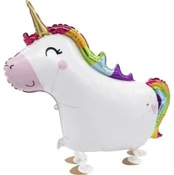 Party dekorace Chodící fóliový balonek Duhový jednorožec – 81 x 62 cm