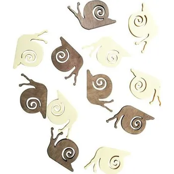 Výtvarná sada Dřevění šneci 4cm - hnědobílý mix 12ks