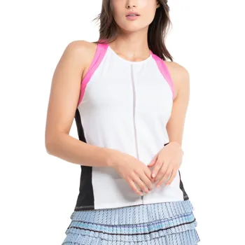 Dámský tenisový top Lucky in Love Prep It Up Scuba High Neck Tank - white Bílý (S)