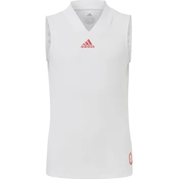 Dívčí tričko Dívčí trička Adidas Q3 Match Tank - white/scarlet Bílý (164 cm)