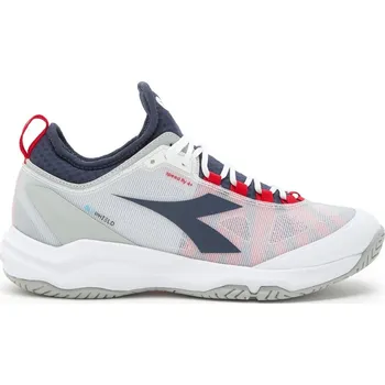Pánské tenisky Pánská obuv Diadora Speed Blushield Fly 4 + AG - white/blue corsair/fiery red Bílý (42,5)