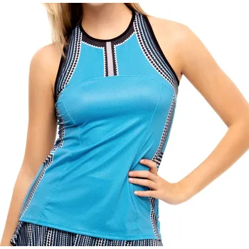 Dámský tenisový top Lucky in Love Post a Plaid Impression Tank - turquoise Tyrkysový (L)