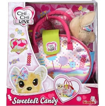 plyšák CHICHI Sladký PEJSEK s Kabelkou Dárek pro Děti Měkoučká PLYŠOVÁ HRAČKA Medvídek