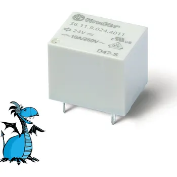 Relé FINDER Relé 36.11.9.024.4011, 1P/10A, 24V DC, AgSnO2 361190244011