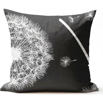 Povlak na dekorativní polštářek Bavlněný povlak na polštář - Pampelišky šedé Zapínání: zip, Velikost polštáře: 40x40