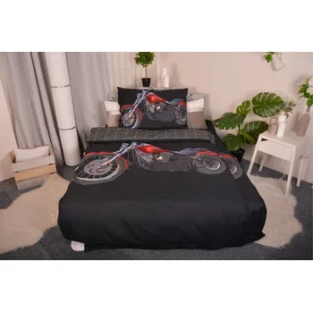 Povlečení Aaryans 3D Chopper černé 140 x 200, 70 x 90 cm zipový uzávěr
